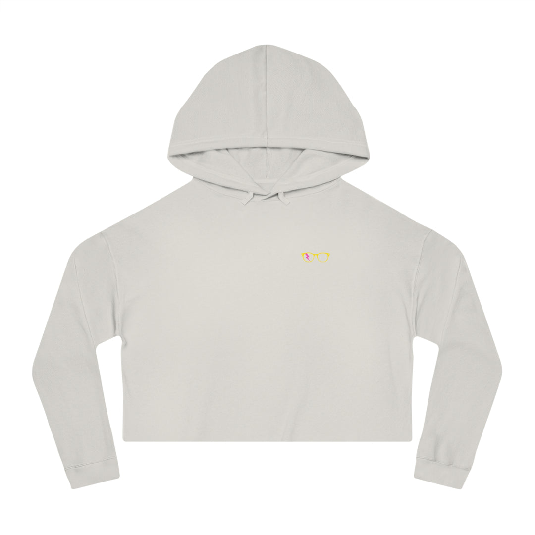 Yellow/Pink Glasses Women’s Cropped Hoodie in Bone