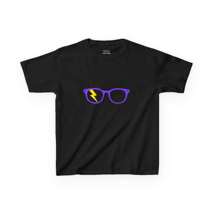 Purple/Yellow Glasses Kids Tee in Black