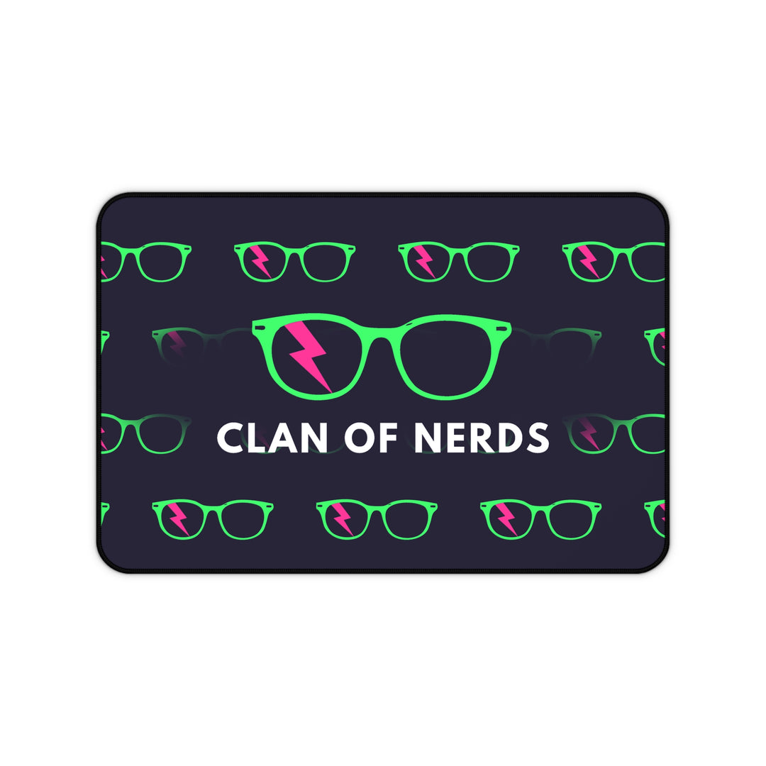 Green/Pink Glasses Pattern Desk Mat by Clan of Nerds