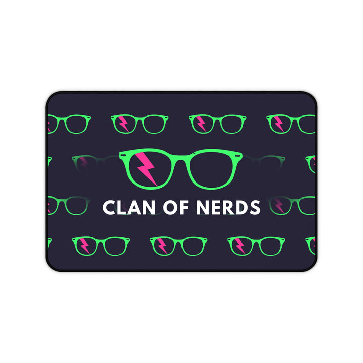 Green/Pink Glasses Pattern Desk Mat by Clan of Nerds