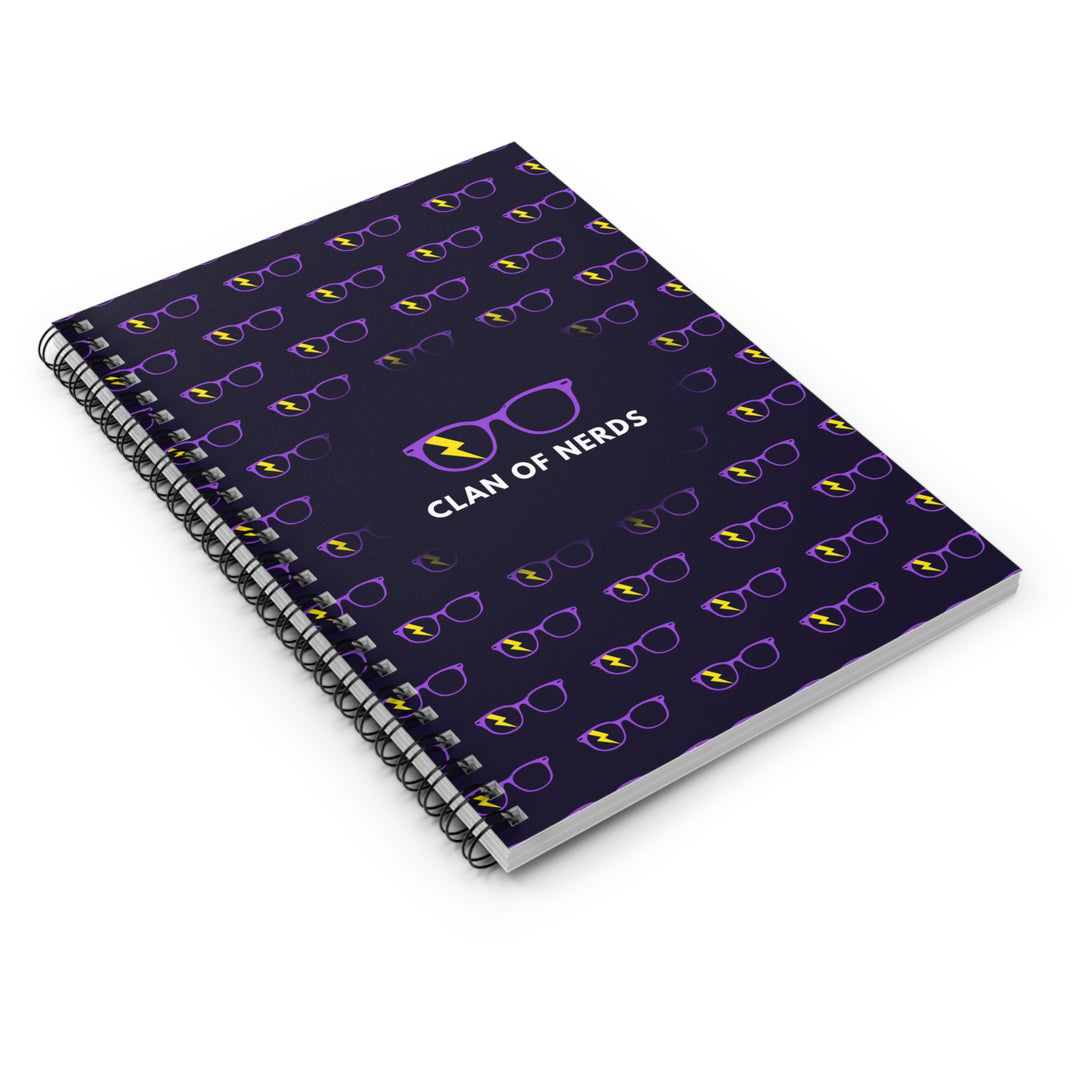 Purple/Yellow Glasses Pattern Spiral Notebook by Clan of Nerds