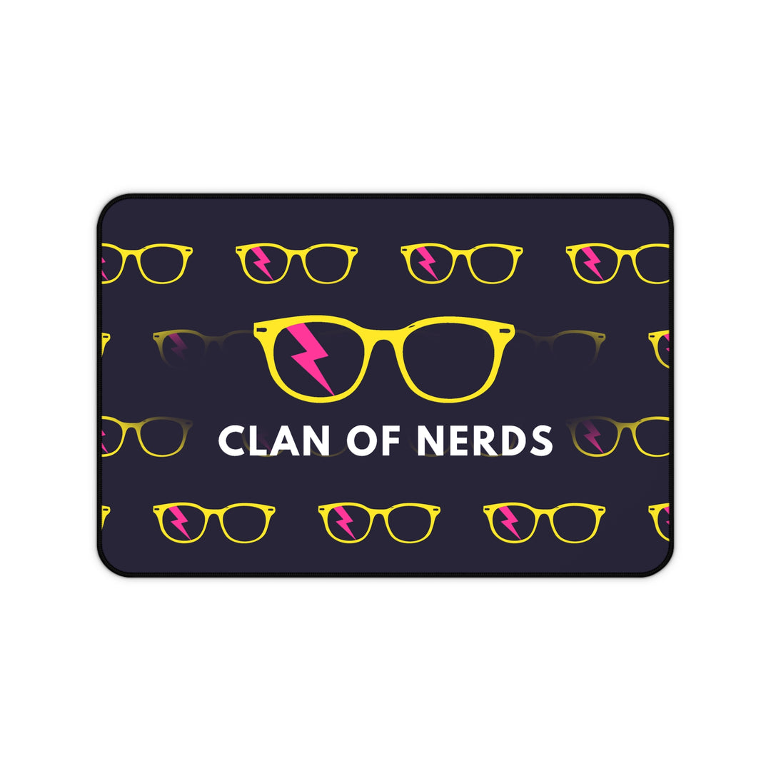Yellow/Pink Glasses Pattern Desk Mat by Clan of Nerds