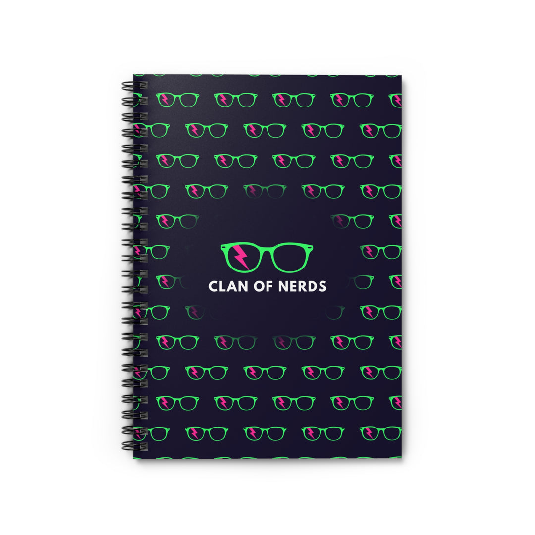 Green/Pink Glasses Pattern Spiral Notebook by Clan of Nerds
