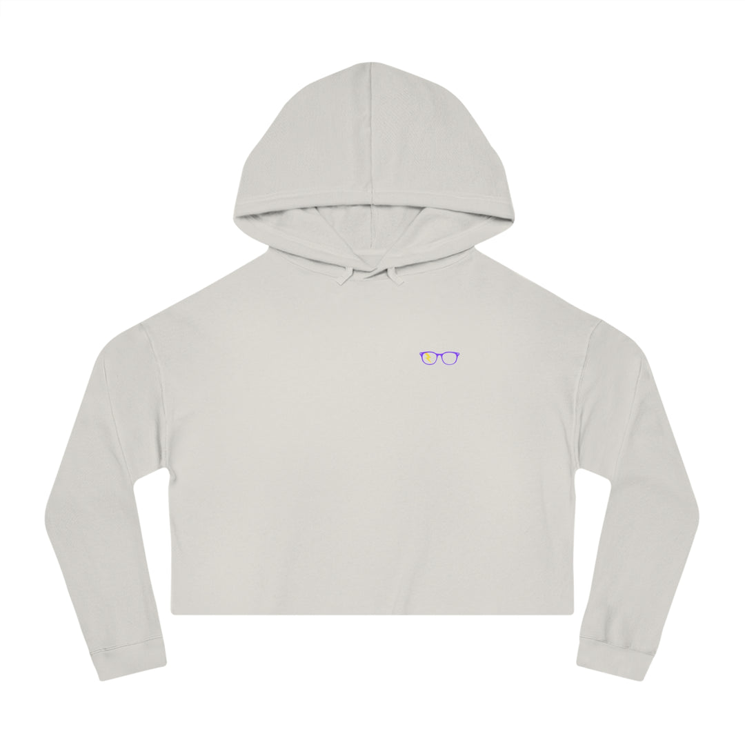 Purple/Yellow Glasses Women’s Cropped Hoodie in Bone