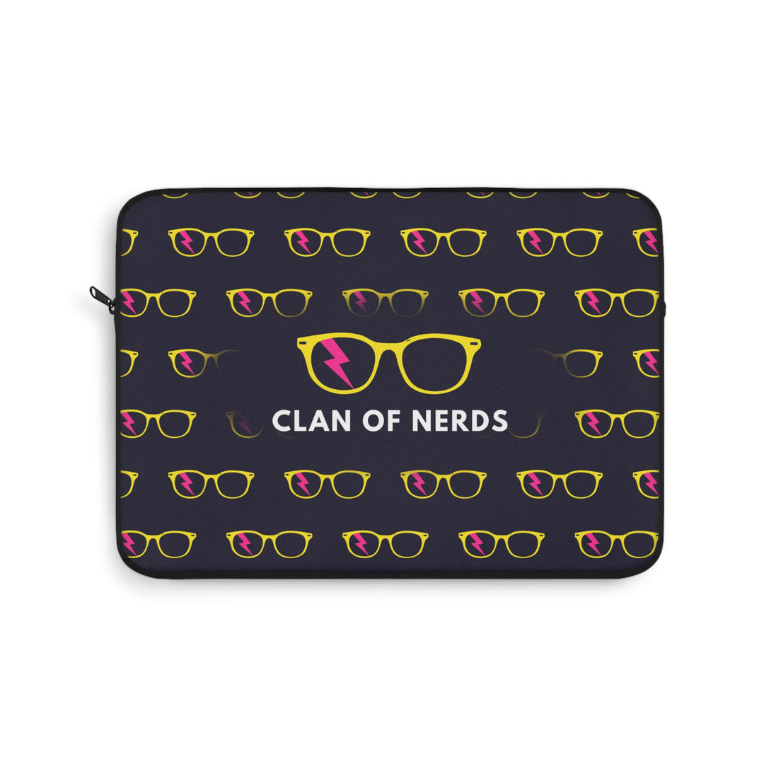 Yellow/Pink Glasses Pattern Laptop Sleeve by Clan of Nerds