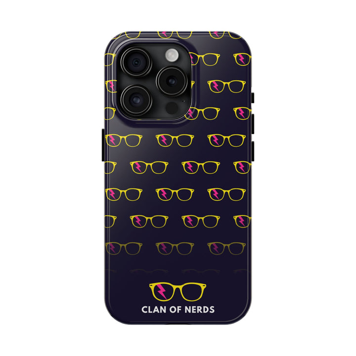 Yellow/Pink Glasses Pattern Tough Phone Case by Clan of Nerds