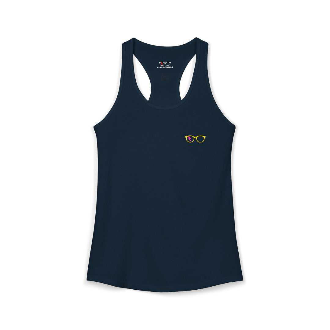 Yellow/Pink Glasses Women’s Tank in Solid Midnight Navy