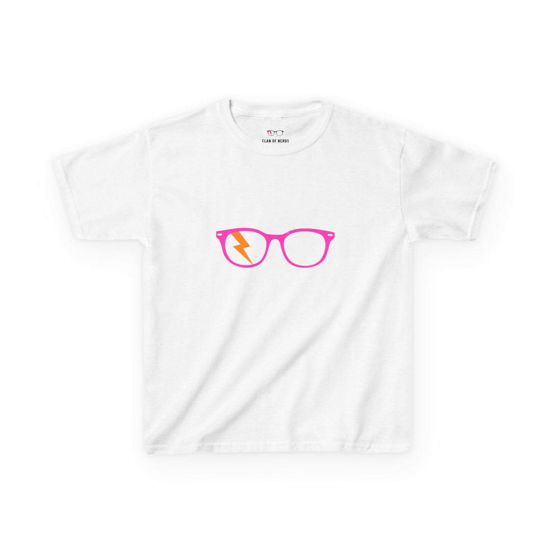 Pink/Orange Glasses Kids Tee in White