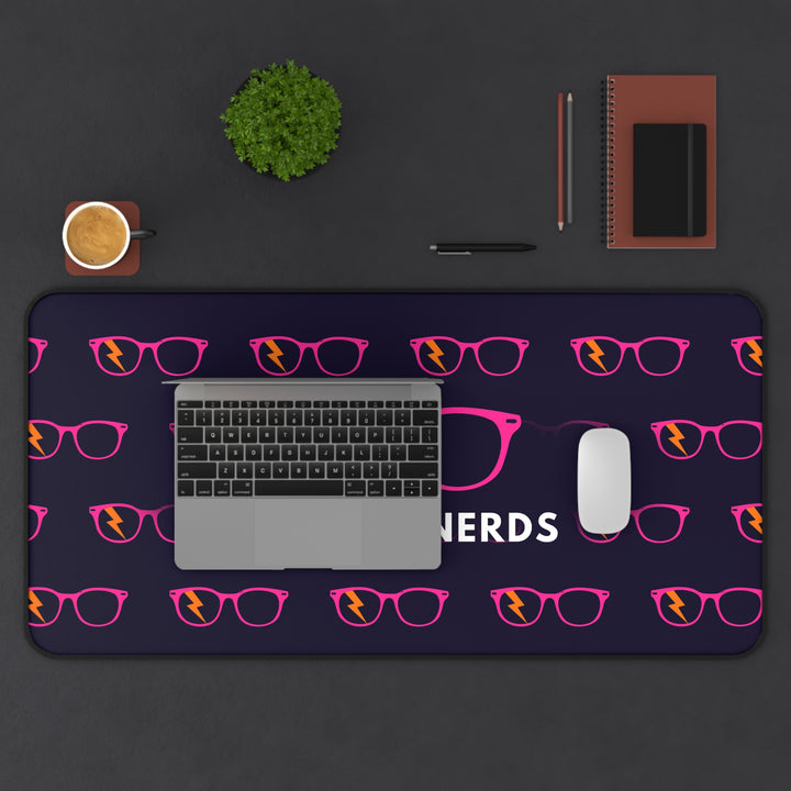Pink/Orange Glasses Pattern Desk Mat by Clan of Nerds
