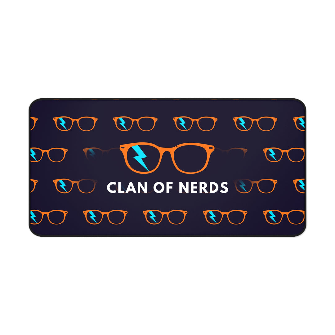 Orange/Cyan Glasses Pattern Desk Mat by Clan of Nerds