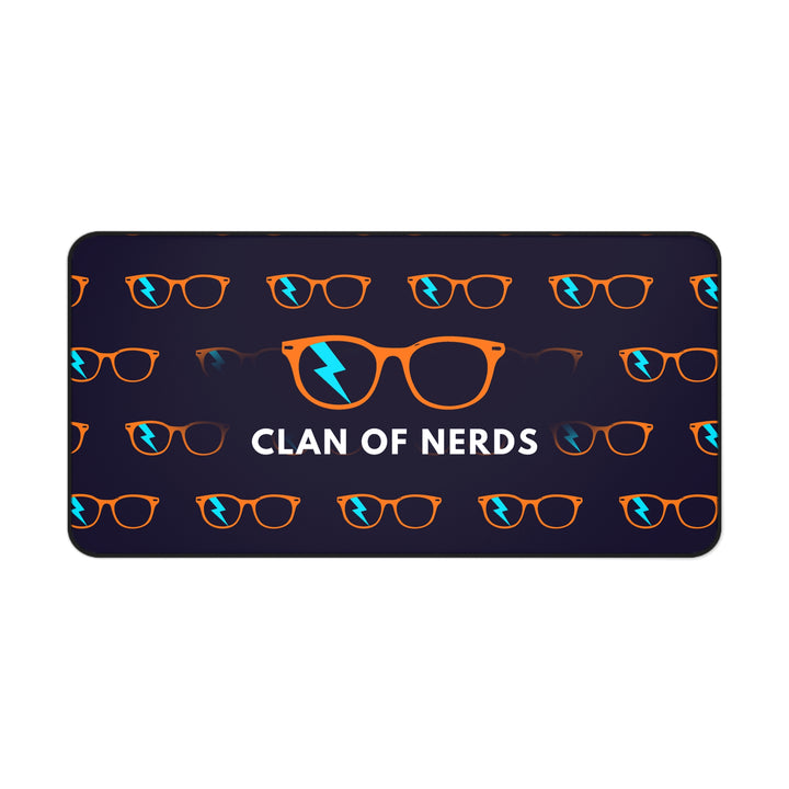Orange/Cyan Glasses Pattern Desk Mat by Clan of Nerds