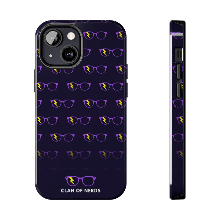 Purple/Yellow Glasses Pattern Tough Phone Case by Clan of Nerds