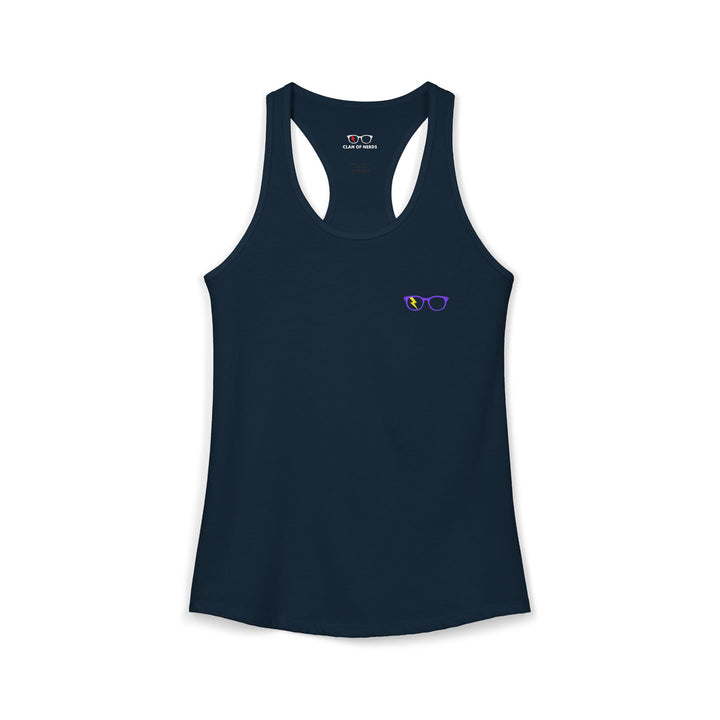 Purple/Yellow Glasses Women’s Tank in Solid Midnight Navy