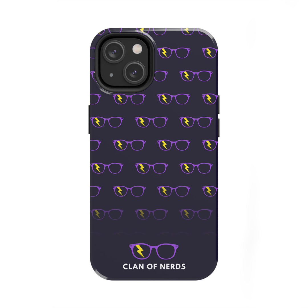 Purple/Yellow Glasses Pattern Tough Phone Case by Clan of Nerds