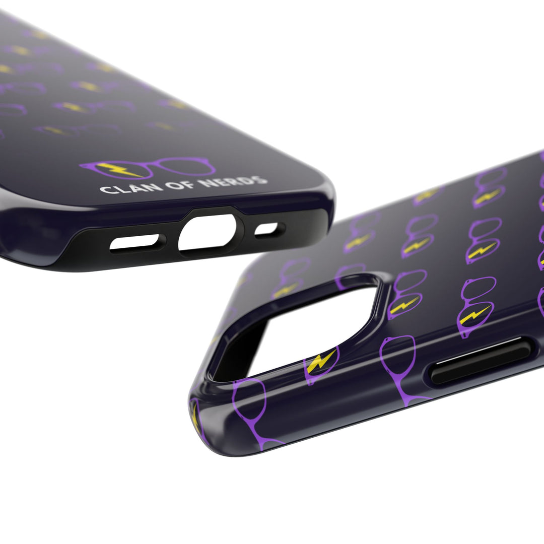 Purple/Yellow Glasses Pattern Tough Phone Case by Clan of Nerds