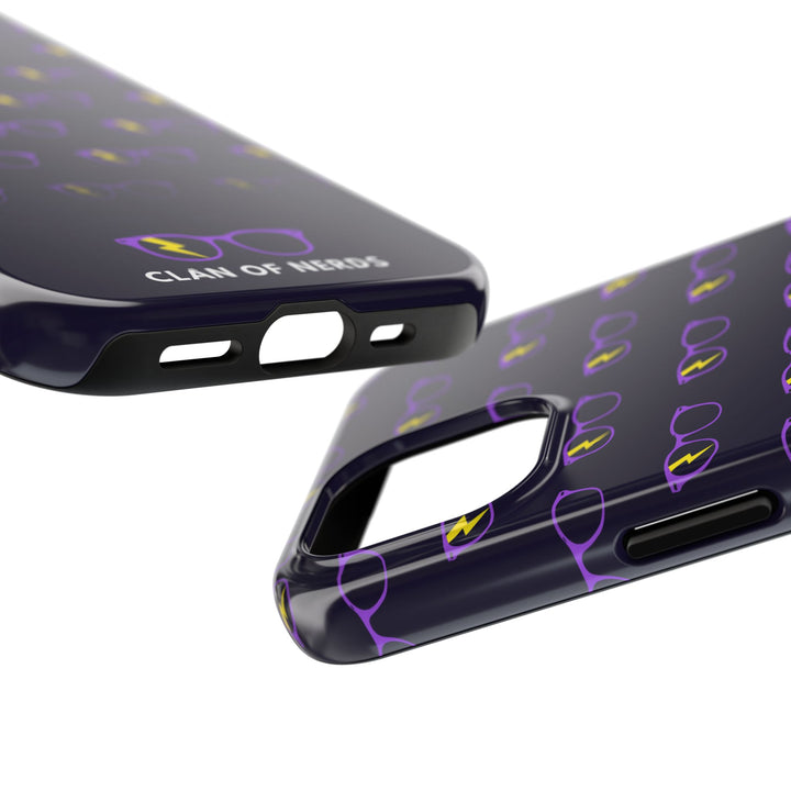 Purple/Yellow Glasses Pattern Tough Phone Case by Clan of Nerds