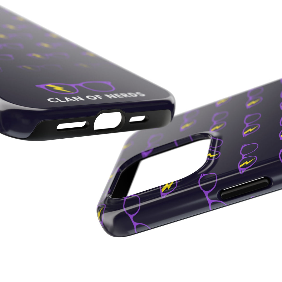 Purple/Yellow Glasses Pattern Tough Phone Case by Clan of Nerds
