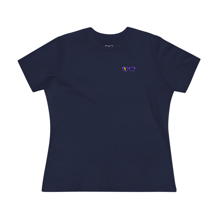 Purple/Yellow Glasses Women’s Tee in Navy