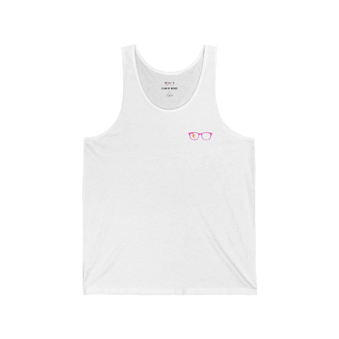 Pink/Orange Glasses Men’s Tank in White