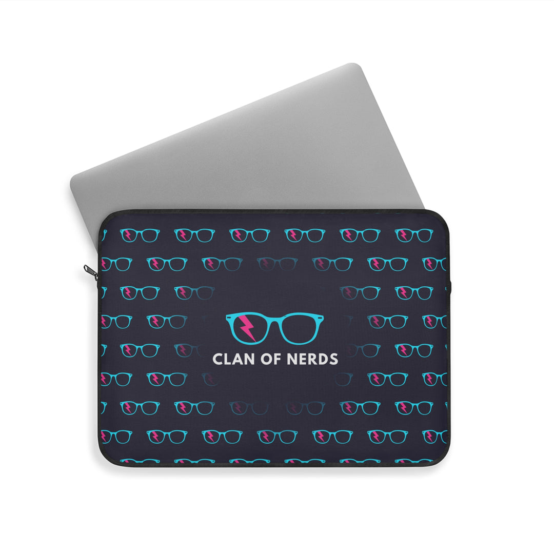 Cyan/Pink Glasses Pattern Laptop Sleeve by Clan of Nerds