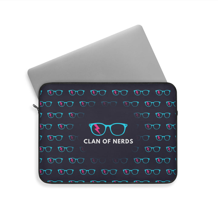 Cyan/Pink Glasses Pattern Laptop Sleeve by Clan of Nerds