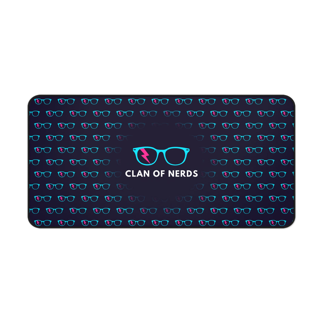 Cyan/Pink Glasses Pattern Desk Mat by Clan of Nerds
