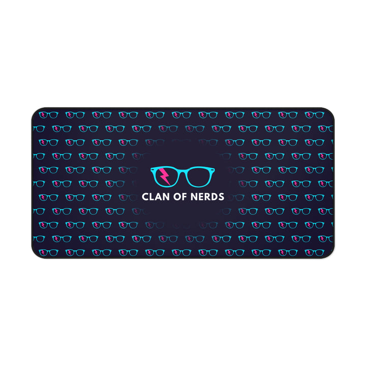 Cyan/Pink Glasses Pattern Desk Mat by Clan of Nerds