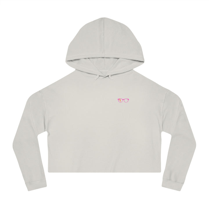 Pink/Orange Glasses Women’s Cropped Hoodie in Bone