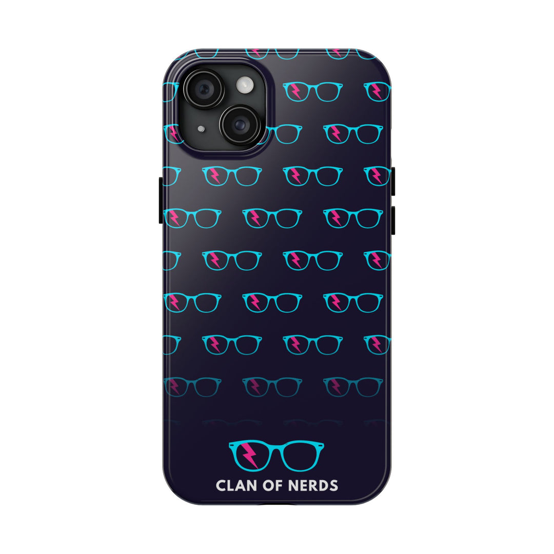 Cyan/Pink Glasses Pattern Tough Phone Case by Clan of Nerds