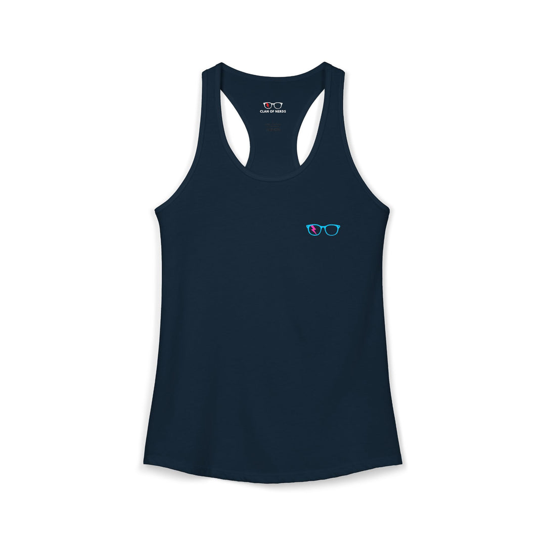 Cyan/Pink Glasses Women’s Tank in Solid Midnight Navy