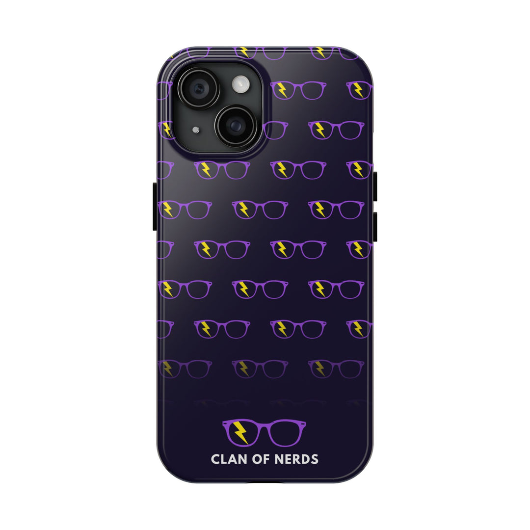 Purple/Yellow Glasses Pattern Tough Phone Case by Clan of Nerds