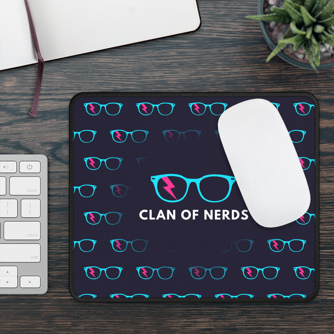 Cyan/Pink Glasses Pattern Mouse Pad by Clan of Nerds