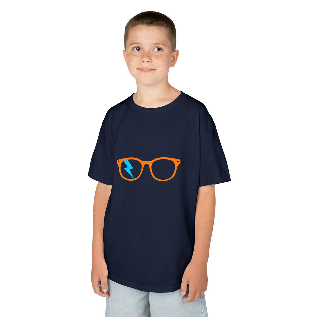 Orange/Cyan Glasses Kids Tee by Clan of Nerds