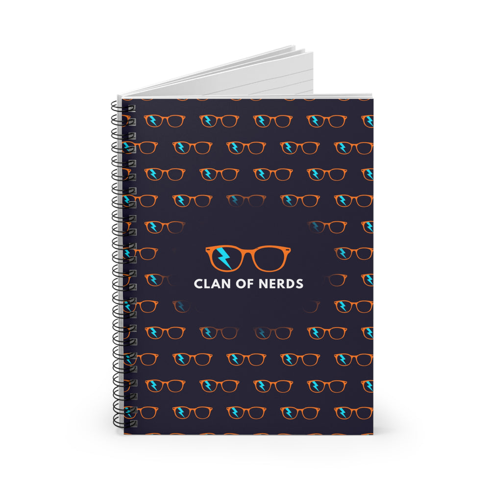 Orange/Cyan Glasses Pattern Spiral Notebook by Clan of Nerds