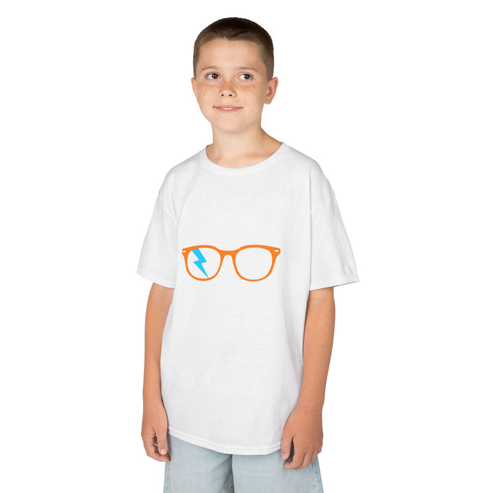Orange/Cyan Glasses Kids Tee by Clan of Nerds