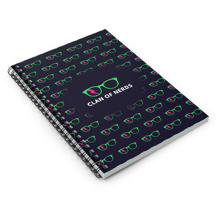 Green/Pink Glasses Pattern Spiral Notebook by Clan of Nerds