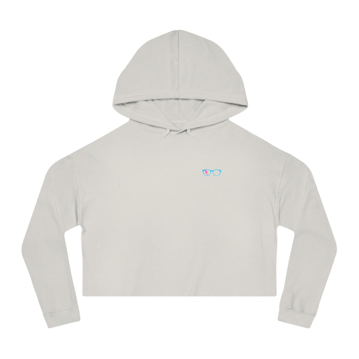 Cyan/Pink Glasses Women’s Cropped Hoodie in Bone