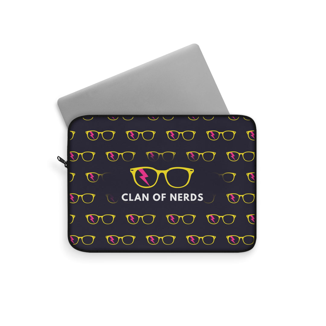 Yellow/Pink Glasses Pattern Laptop Sleeve by Clan of Nerds