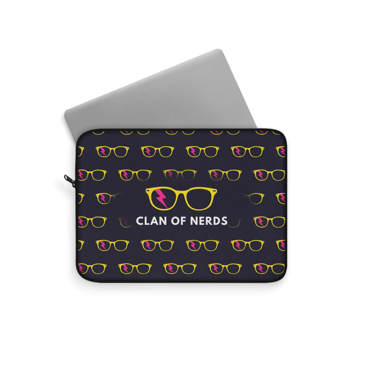 Yellow/Pink Glasses Pattern Laptop Sleeve by Clan of Nerds