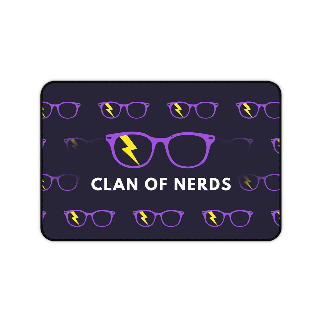 Purple/Yellow Glasses Pattern Desk Mat by Clan of Nerds