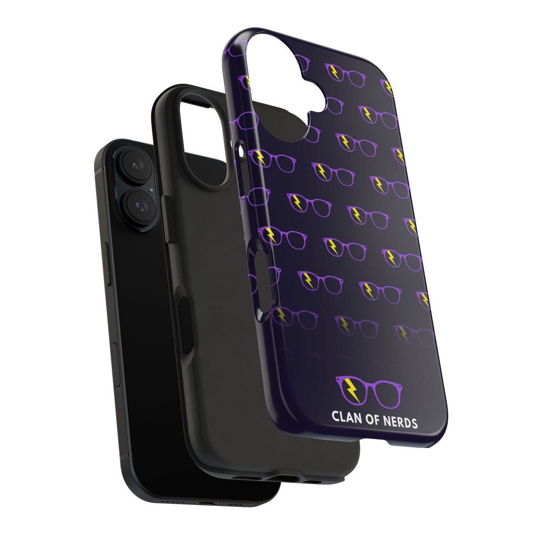 Purple/Yellow Glasses Pattern Tough Phone Case by Clan of Nerds
