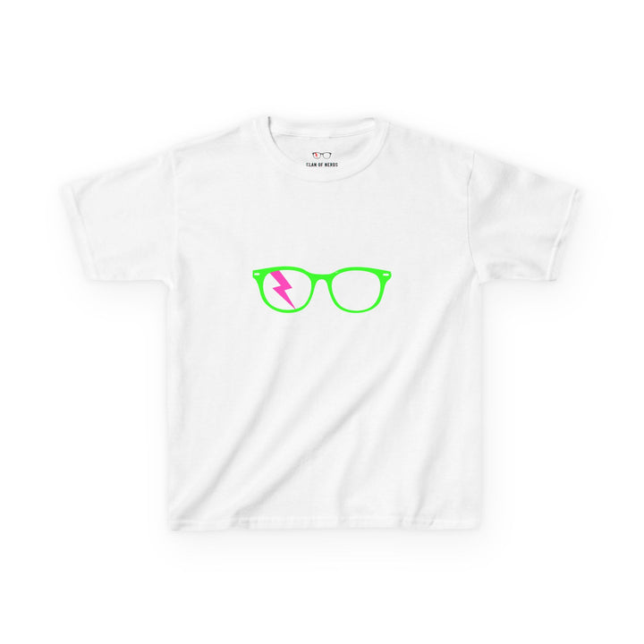 Green/Pink Glasses Kids Tee in White