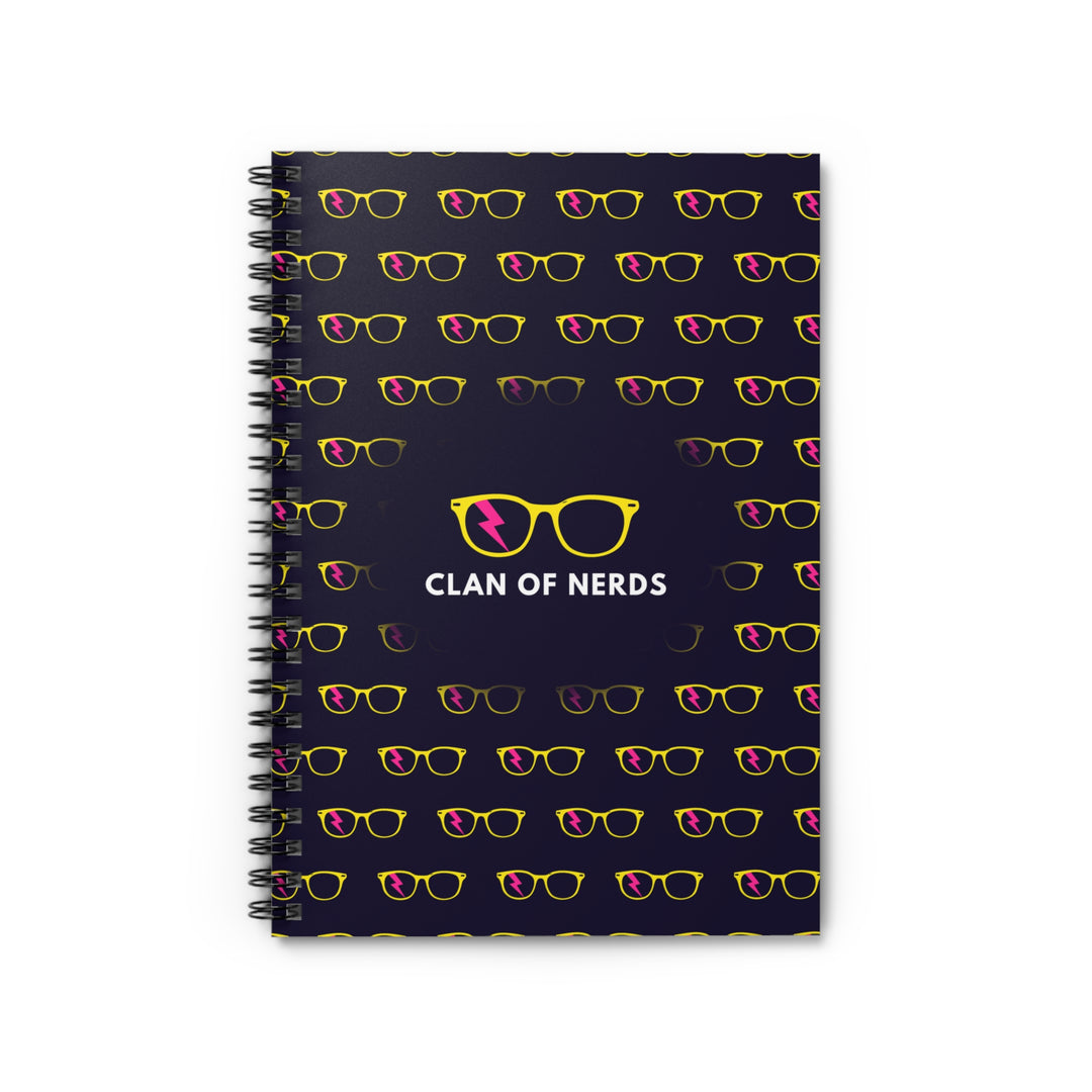 Yellow/Pink Glasses Pattern Spiral Notebook by Clan of Nerds
