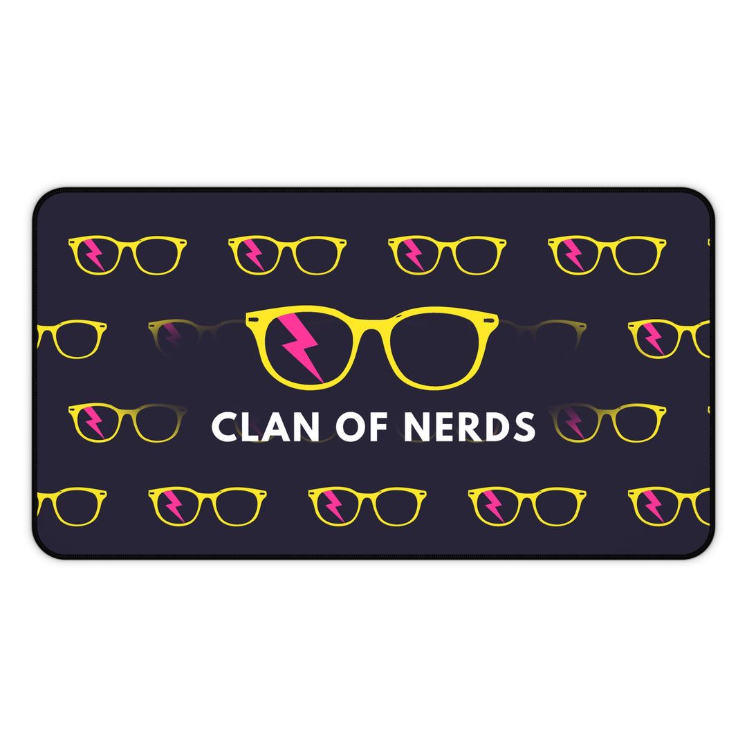 Yellow/Pink Glasses Pattern Desk Mat by Clan of Nerds