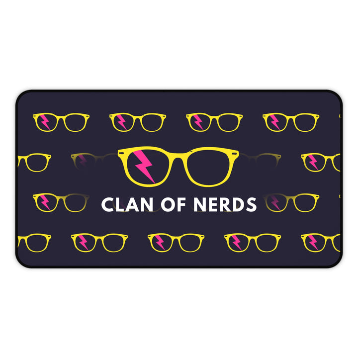 Yellow/Pink Glasses Pattern Desk Mat by Clan of Nerds