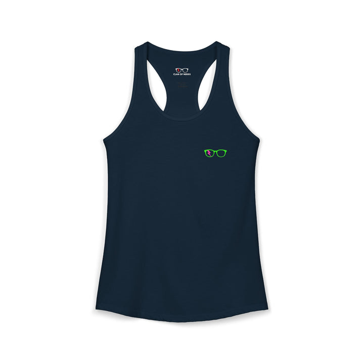 Green/Pink Glasses Women’s Tank in Solid Midnight Navy