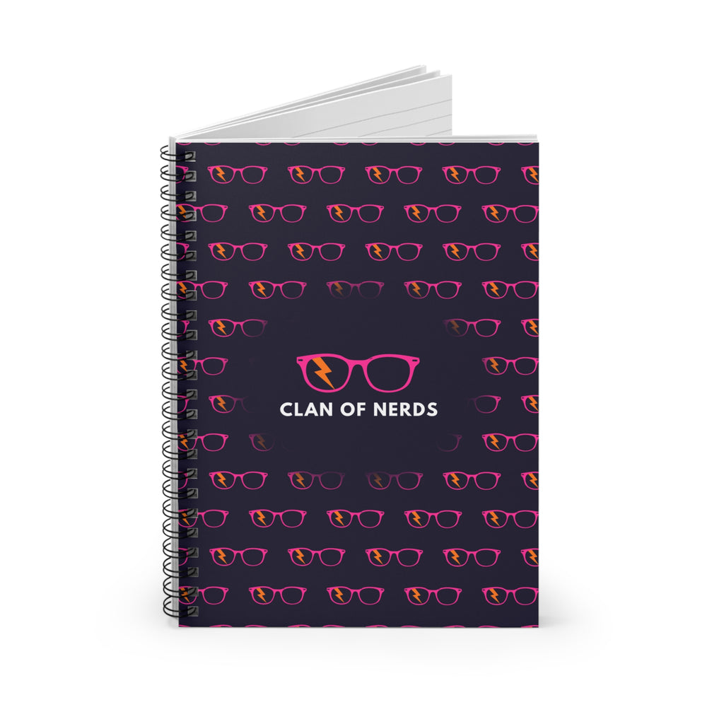 Pink/Orange Glasses Pattern Spiral Notebook by Clan of Nerds
