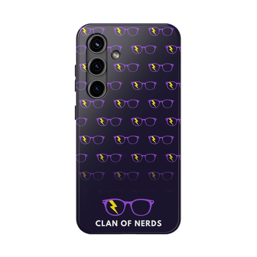 Purple/Yellow Glasses Pattern Tough Phone Case by Clan of Nerds
