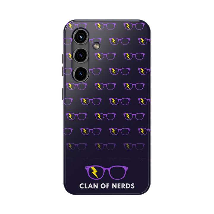 Purple/Yellow Glasses Pattern Tough Phone Case by Clan of Nerds