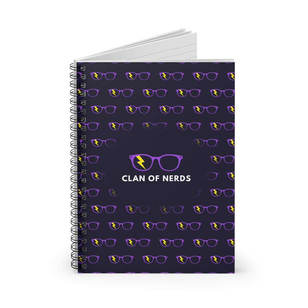 Purple/Yellow Glasses Pattern Spiral Notebook by Clan of Nerds
